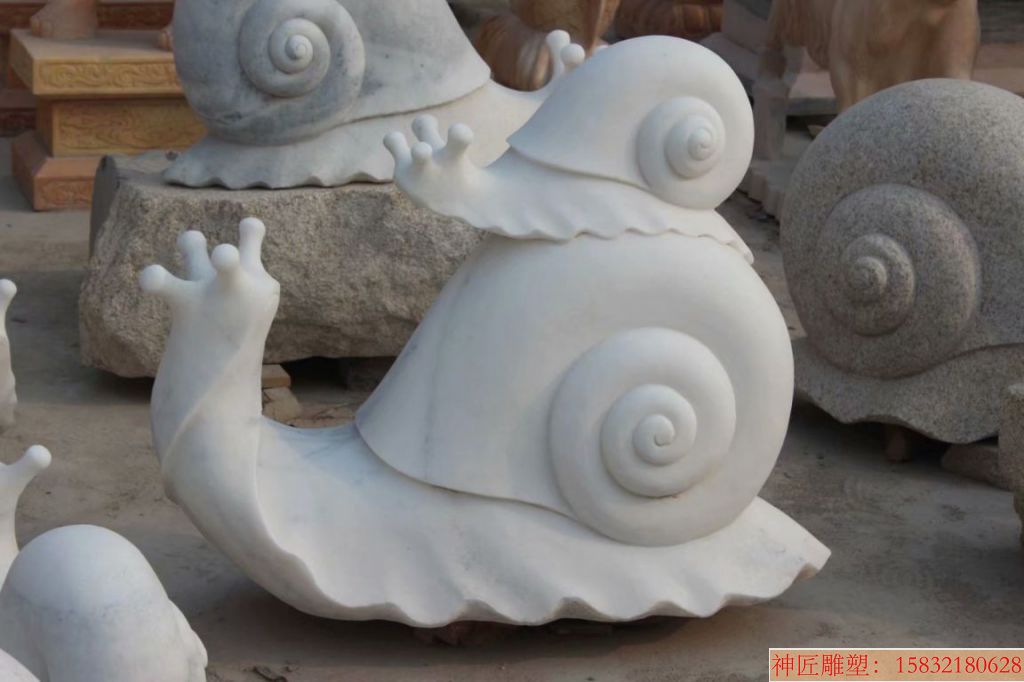 石雕蜗牛雕塑，仿真蜗牛雕塑，蜗牛立体石雕3