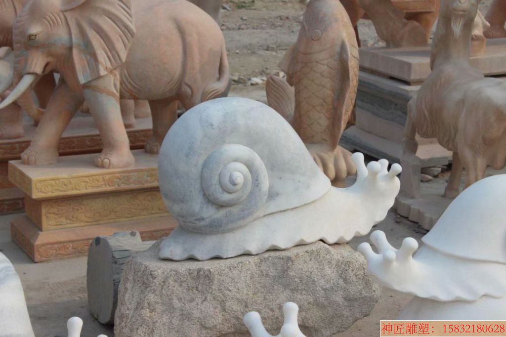 石雕蜗牛雕塑，仿真蜗牛雕塑，蜗牛立体石雕8