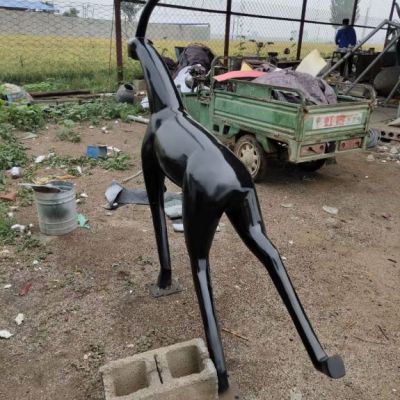 不锈钢创意鹿雕塑 景观奔跑小鹿雕塑 厂家定制